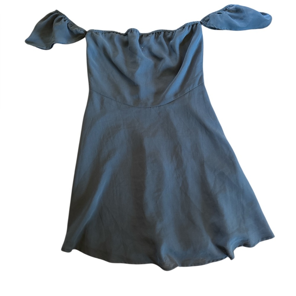 Luca Off-Shoulder Blue mini Dress small statement sleeves